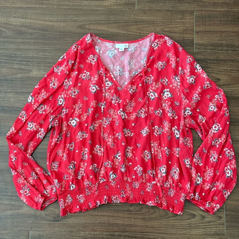 SO Red Floral Women's Blouse